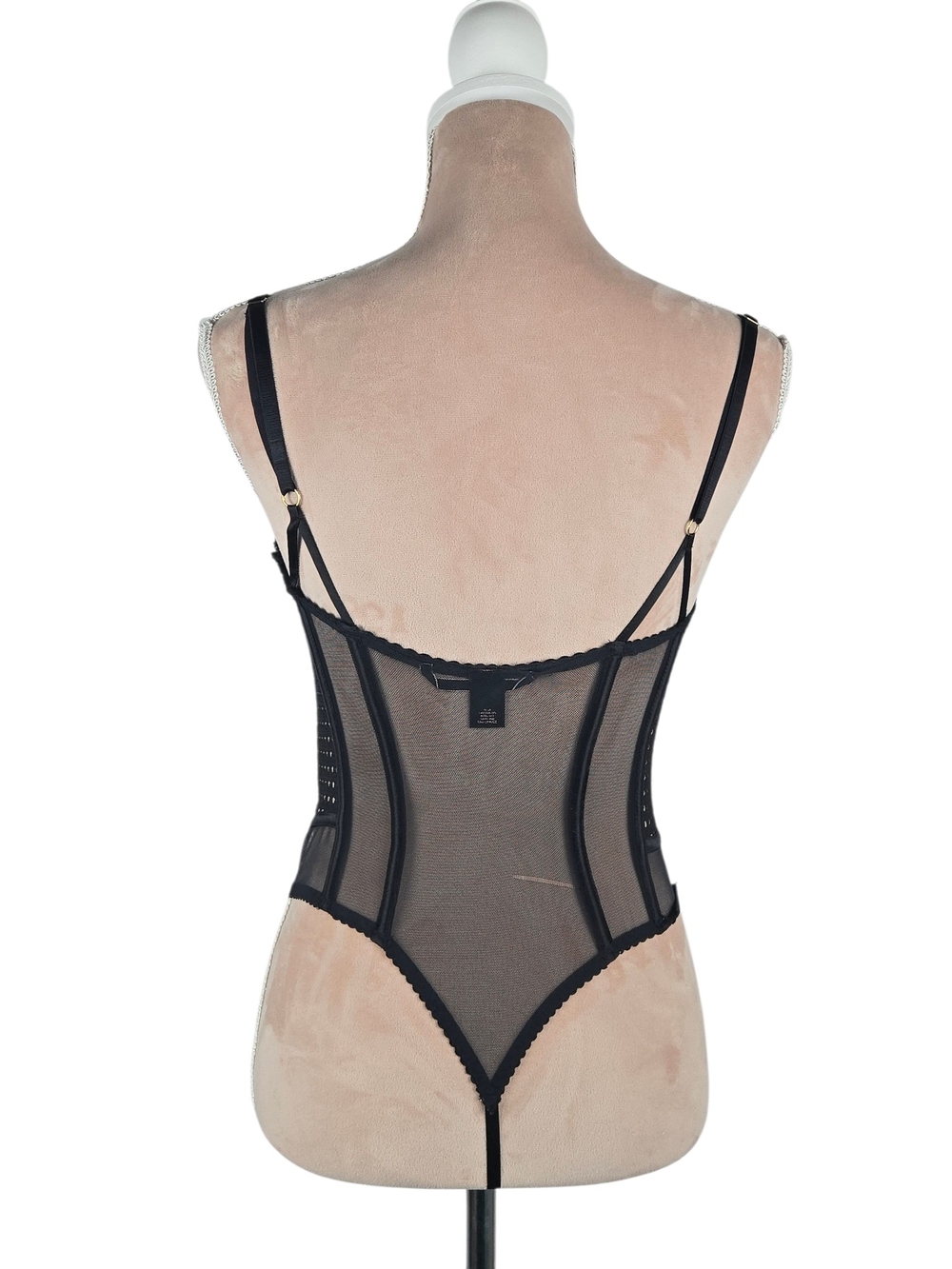 Victoria's Secret Black Mesh Eyelet Underwire Bodysuit 36D - Picture 3 of 8
